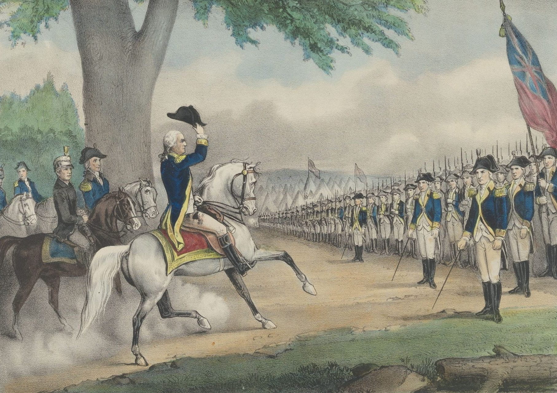 Washington taking command of the American Army at Cambridge Massachusetts – July 3, 1775